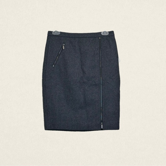 J. Crew Dresses & Skirts - J.Crew The Pencil Asymmetrical Zipper Wool Blend Skirt